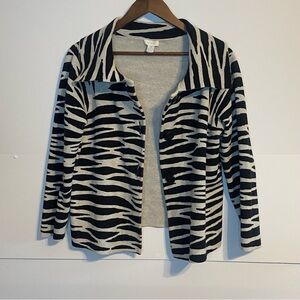 Chico’s Zebra Print Cardigan Button Up Sweater